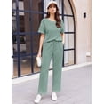 thumbnail image 2 of EKOUAER Women Waffle Knit Lounge Sets Short Sleeve Top and Long Pant Pajama Set Loungewear 2 Piece Pjs Set with Pockets, 2 of 6