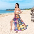 thumbnail image 6 of FORMRS Womens Long Sarong Beach Wrap Semi-Sheer Bikini Skirt Bathing Swimsuit Cover Up, Blue Jam, 6 of 7