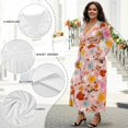 thumbnail image 6 of Tutolipy Women's Formal Dresses Flower Printed Midi Dress Long Sleeve A Line Dress V Neck Maxi Dresses for Beach Vacation Guest, L, 6 of 7