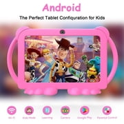 Kids Tablet, 7 inch Android Tablet for Kids, 4GB RAM 32GB ROM 1TB Expand, Toddler Tablet with Parental Control, IPS Screen, Dual Camera, Educational, Games, Shockproof Case for Boys/Girls (Pink)