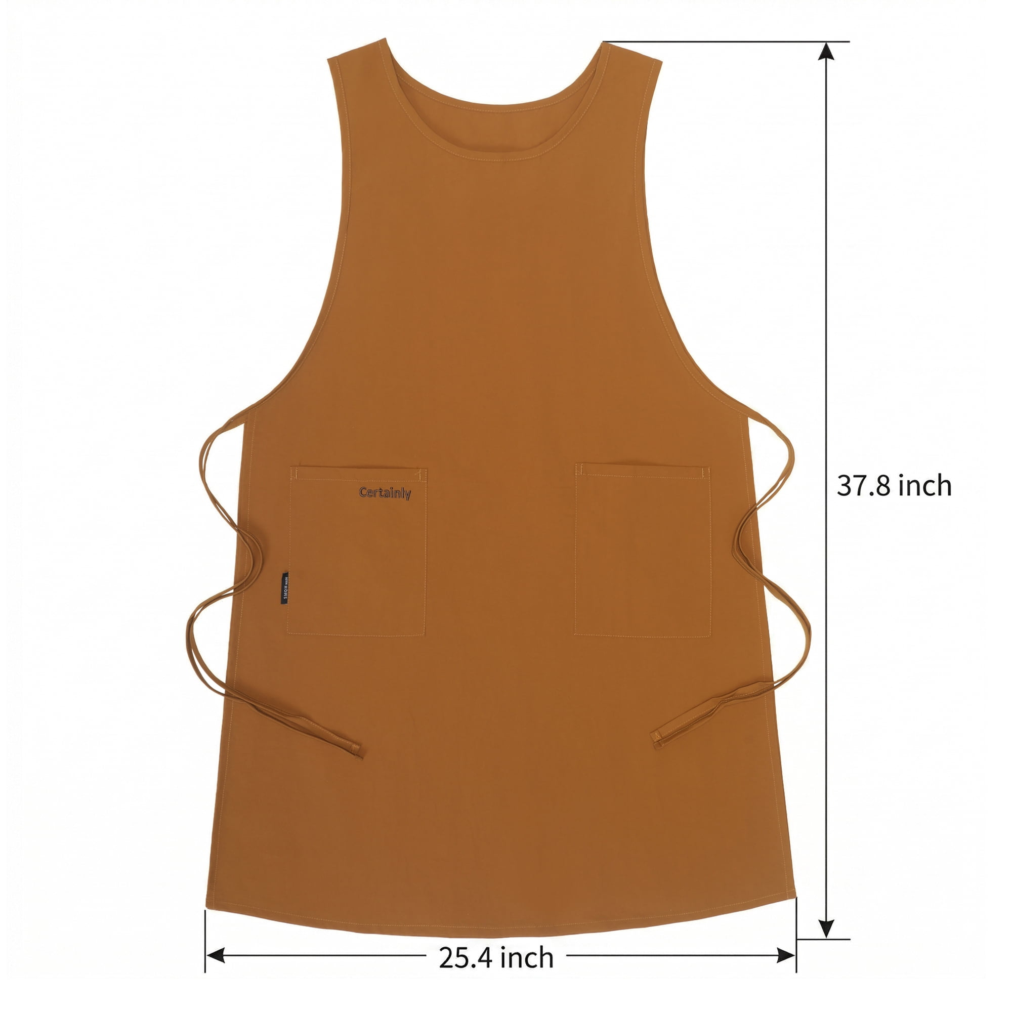 Unique Bargains Women's Kitchen Apron Cooking Apron with Pockets 25.4x37.8in Tea Brown
