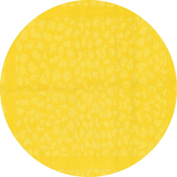 Ahgly Company Indoor Round Solid Yellow Modern Area Rugs, 7' Round