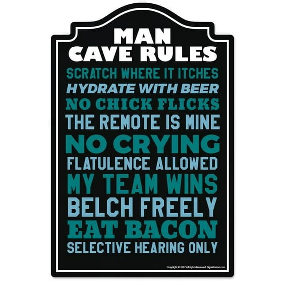 11 x 17 in. Man Cave Rules Novelty Sign