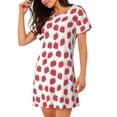 thumbnail image 2 of Pofeuu Cartoon Strawberry Print Women's Loose Fit Short Sleeve Nightgown, Comfortable Sleep Dress for Women, Casual Lounge Sleepwear, Soft Cotton Sleep Dress, 2 of 6