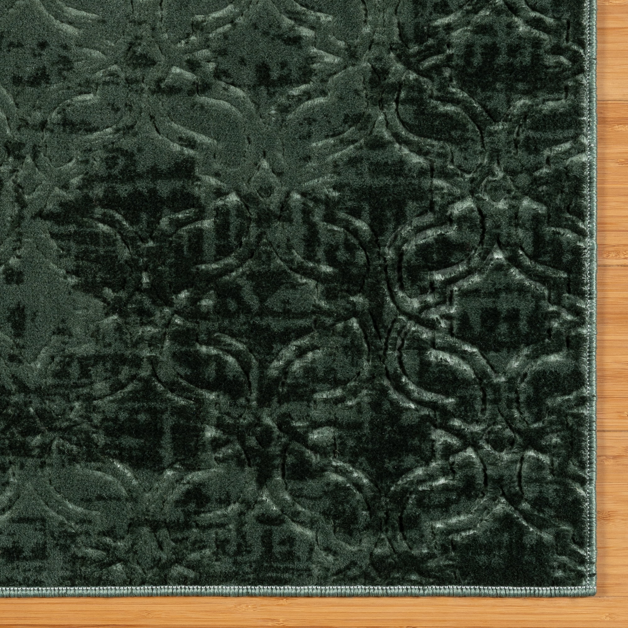 Shadow Thandi Transitional Geometric Dark Green Area Rug, 5x7