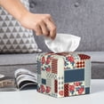 thumbnail image 5 of Uemuo Patchwork In Country Style Tissue Box Cover Holder, Square with Bottom Belt - PVC Leather Decorative Organizer for Tabletop, Bathroom, Car, Office, 5 of 8