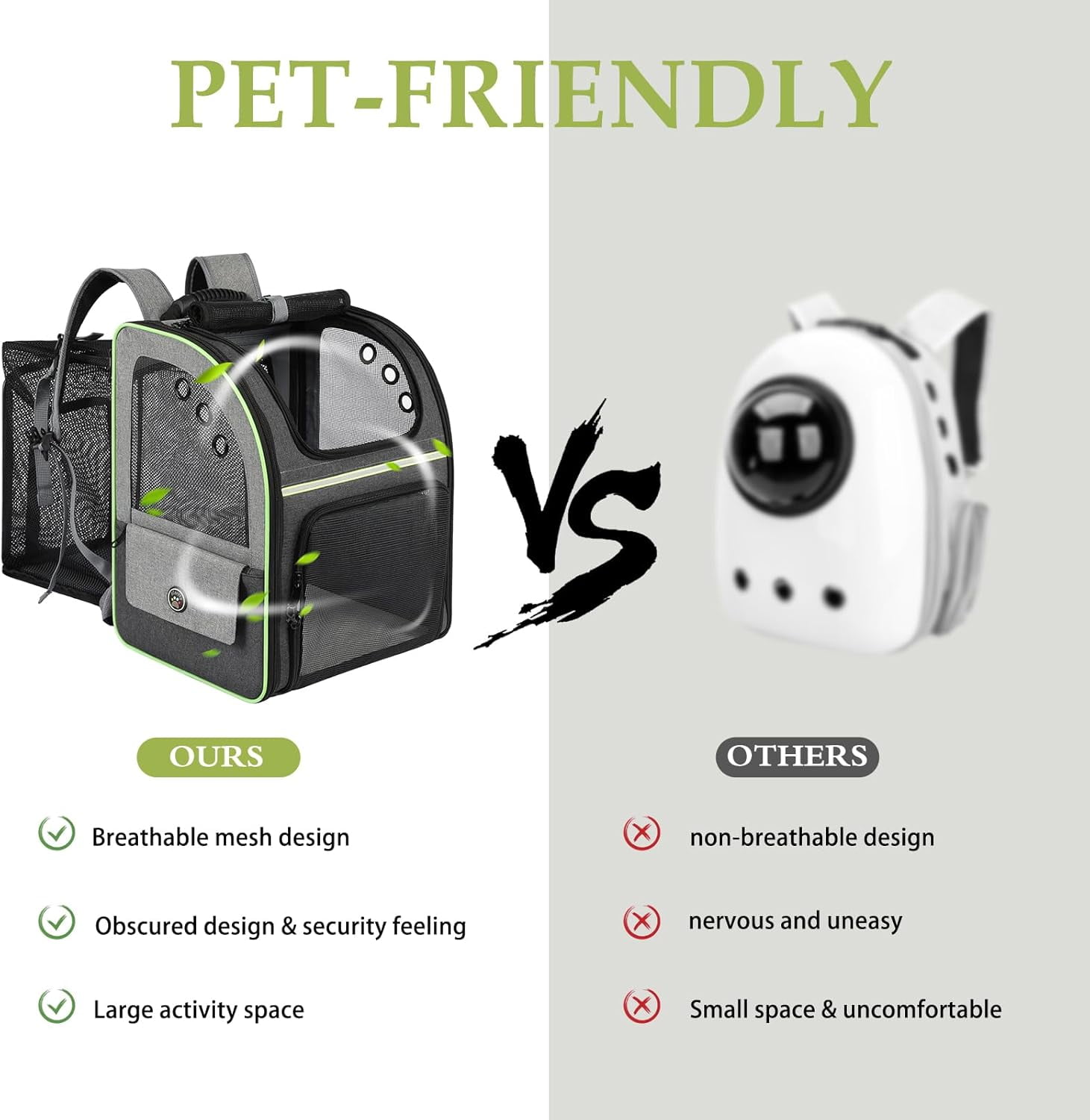 USIONE Expandable Pet Backpack Carrier for Small/Medium Dogs, Puppies & Large Cats - Airline Approved Cat/Dog Backpack for Travel, Hiking