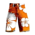 thumbnail image 4 of Women's Casual Pants Flare Denim Shorts For Women Wide Leg Denim Shorts Woman Vintage Floral Print High Waisted Straight Stretch Pants With Pockets,Gold Women's Casual Pants L, 4 of 4