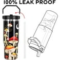thumbnail image 5 of 30 oz Tumbler with Handle and Flip Straw Lid Leak Proof Boho Cute Moon Mushroom Lover Night Butterfly Stainless Steel Vacuum Insulated Travel Coffee Mug,Mushroom Gifts for Women Men,Retro Mushroom, 5 of 6