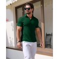 thumbnail image 4 of Aiyino Men's Muscle Stretch V Neck Polo Shirts Slim Fit Short Long Sleeve Golf T-Shirts Ribbed Knit Soft Tees Workout Tee Casual Polos, 4 of 7
