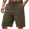 thumbnail image 2 of Qulqfy Mens Shorts Athletic Beach Summer Green Shorts Elastic Waist Knee Length Plain Shorts with Pockets for Men XXL, 2 of 9