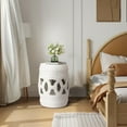 thumbnail image 2 of Sarlai Ceramic Garden Stool - 10.5" x 17" Outdoor Drum Stool, White Decorative Outdoor Stools, Coin Knotted Ring Design & Strong Glazed Material, Decorative Stools for Patio,Elegant Home Decor, 2 of 9