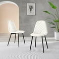 thumbnail image 2 of 2x Corona Black Leg White Faux Leather Dining Chair, 2 of 6