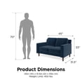 thumbnail image 3 of Pemberly Row Modern / Contemporary Loveseat 2 Seater Sofa in Blue Velvet, 3 of 11