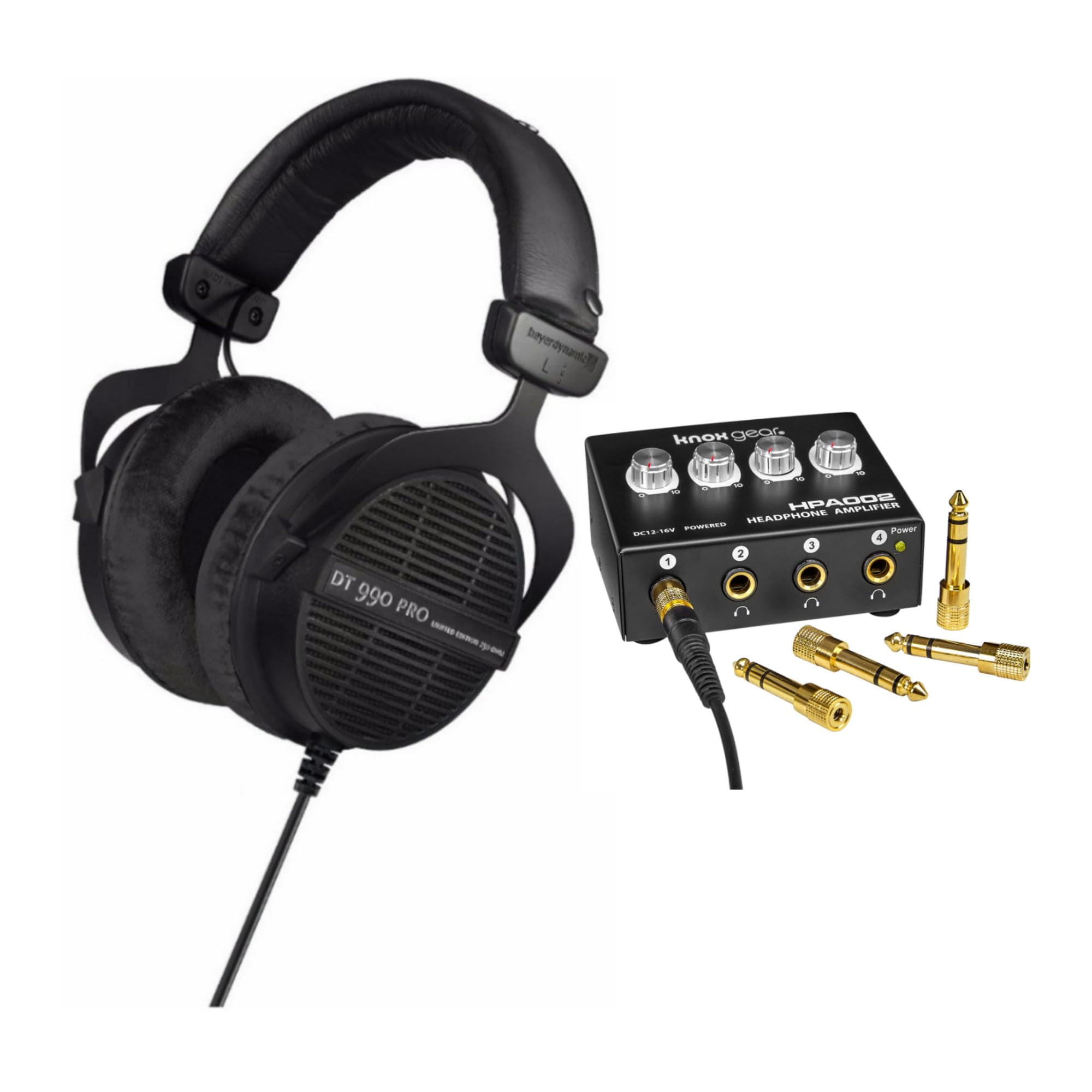 beyerdynamic DT 990 PRO 250 ohm Studio Headphones Ninja Black Limited Edition with 4 Channel Headphone Amplifier Bundle 2 Items Walmart