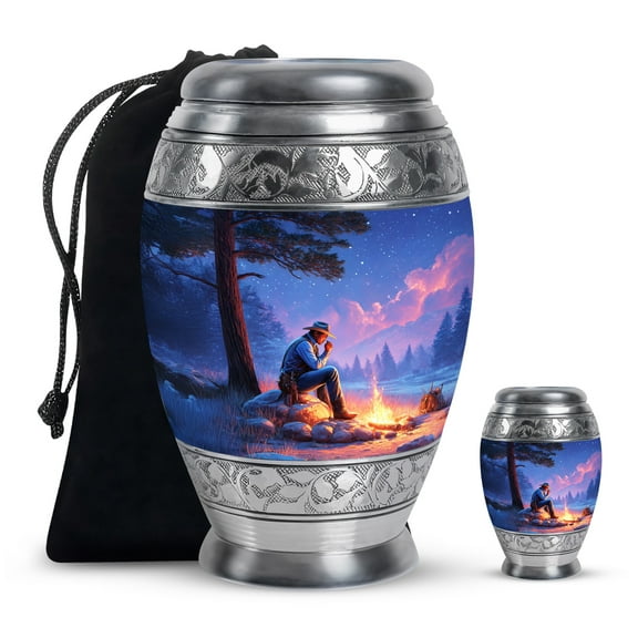 SABURIAL Cowboys Little Funeral Urn - Keepsake Urn for Ashes Adult Male Dad - Small Burial Urns for Adult Human Female Ashes - Large Cremation Urns - Combo of 10 Inch & 3 Inch
