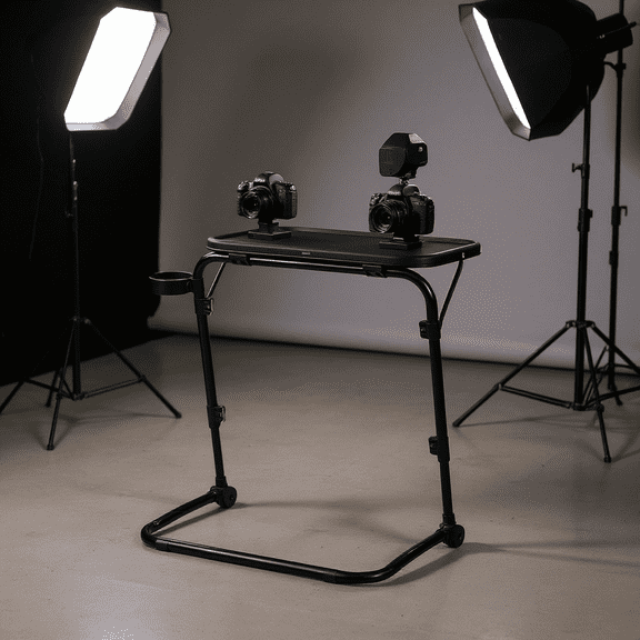 Homy Casa Adjustable Folding Workbench with Cup Holder and Foldable Design for Photography Equipment, Camera Setup, and Small Spaces