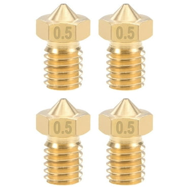 0.5mm 3D Printer Nozzle Head M6 Thread for V5 V6 3mm Extruder Print, Brass 4pcs