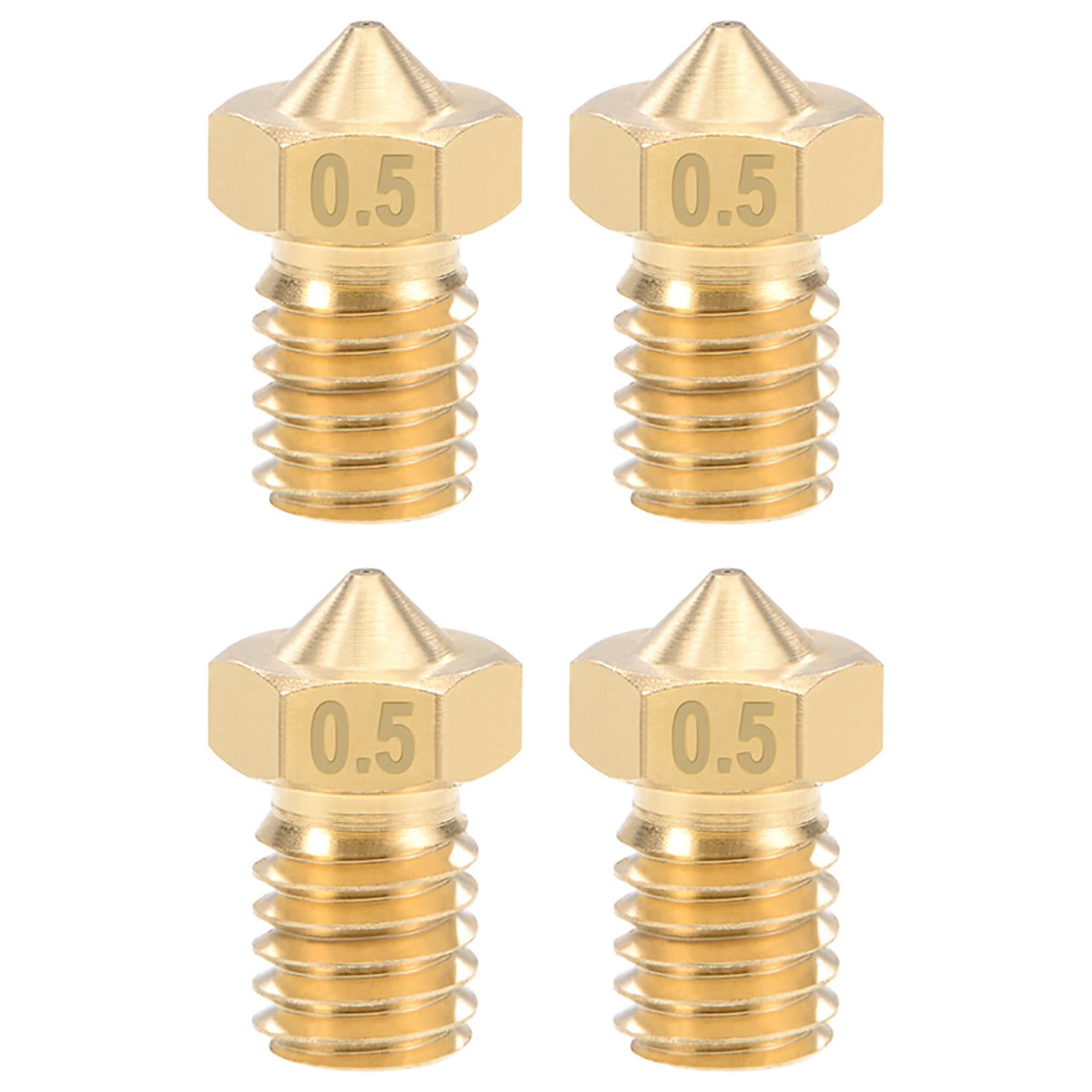 0.5mm 3D Printer Nozzle Head M6 Thread for V5 V6 3mm Extruder Print, Brass 4pcs