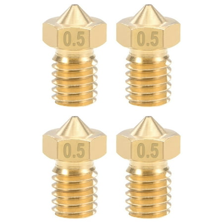 0.5mm 3D Printer Nozzle Head M6 Thread for V5 V6 3mm Extruder Print, Brass 4pcs