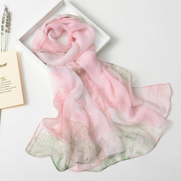 Foulard Longue Douce pour Femmes à Imprimé Lotus, Châle Foulard pour Dames