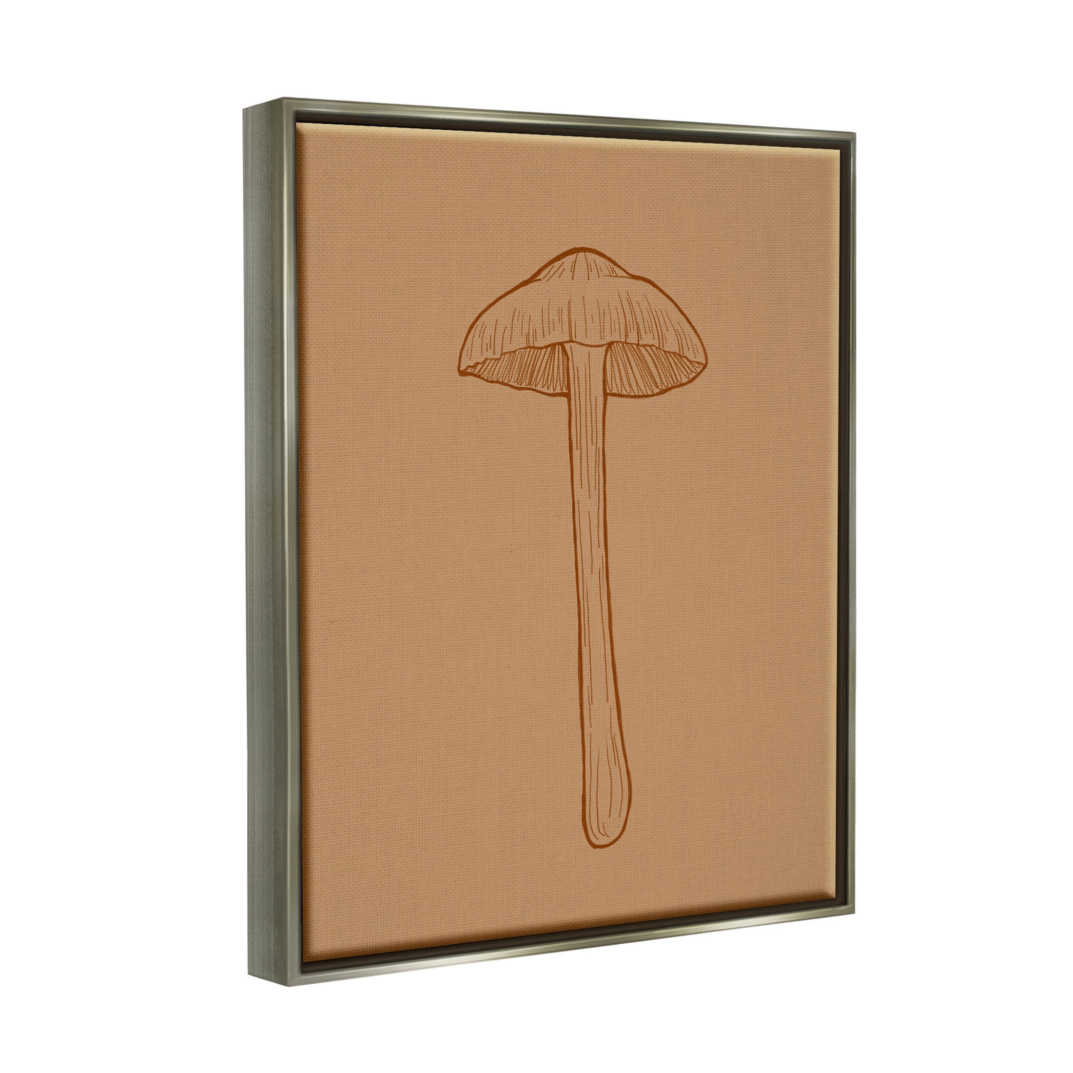 Stupell Industries Botanical Mushroom Outline Nature Graphic Art Luster Gray Floating Framed Canvas Print Wall Art, Design by Ziwei Li