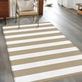 thumbnail image 3 of Rectangle Rug 3x5Ft Modern Minimalist Stripe Art Soft Indoor Throw Rugs Carpets for Living Dining Bedroom Kids Room Non-Slip Playroom Crawl Rug Floor Mats Khaki and White Line, 3 of 9