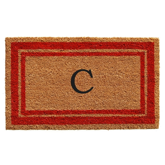 Momentum Mats Red Border Monogram Doormat (1'6 x 2'6)