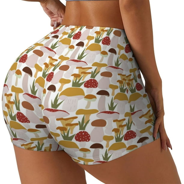 Fotbe Mushroom Shorts Sin Costuras – Shorts Deportivos de Cintura Alta para Mujer, Elásticos para Gimnasio, Yoga, Running o Ciclismo-Large