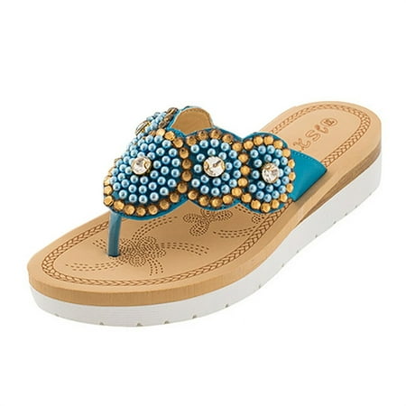 

Womens Ladies String Bead Flat Flip-Flop Beach Casual Shoes Summer Summer Open Toe Slide Sandals Comfortable Flats Flip-Flops Sandal Casual Platforms Wedge Sandals Boho Dressy Heeled Sandals A9746
