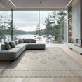 thumbnail image 2 of ODIKA 6'x9' Beige Cream Diamond Geometric Design Washable Area Rug Intricate Pattern with Modern Aesthetic for Family Room, Living Mater Bedroom, Non-Slip, Easy Care, 2 of 6