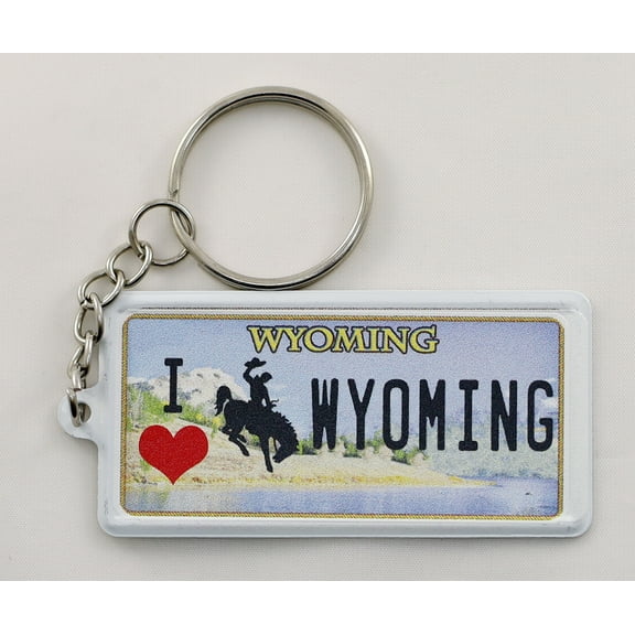 Wyoming License Plate Aluminum Ultra-Slim Rectangular Souvenir Keychain