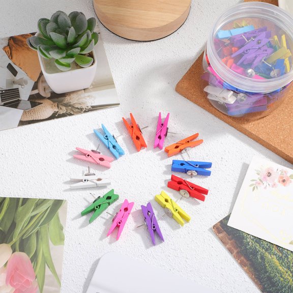 GOOHOCHY 50 Pcs Bulletin Board Pins for Charts Clips Push Cute Corkboard Office