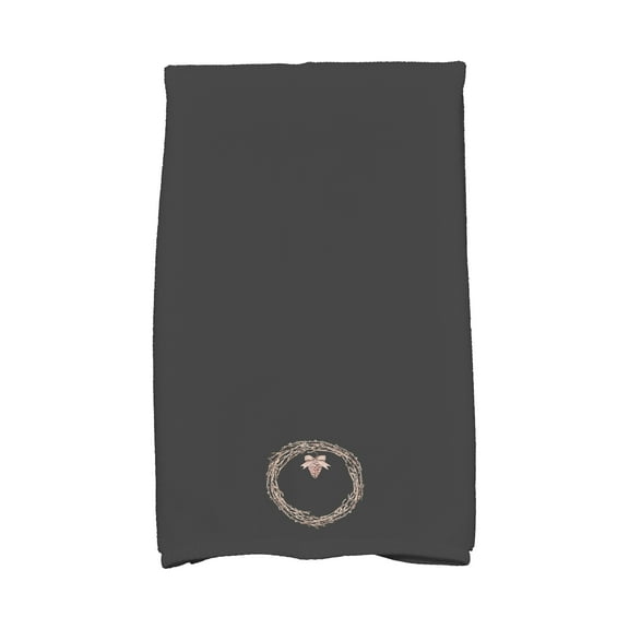 Natural Wreath 16 x 25 Inch Black Holiday Print Kitchen Towel