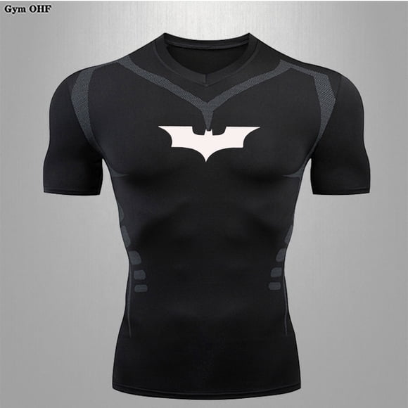 Bat/-Man Compression Shirts Tights Elastic Breathable Men's T Shirt Training Fitness Gym Jogging Running Sweatshirt Rashguard 21 Asian size-S
