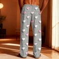 thumbnail image 5 of Txeol Men's Plaid Pajama Pants Love Heart Print Sleepwear Bottoms with Pockets Lightweight Straight Leg Drawstring Waist Lounge Pants,Gray,M, 5 of 10