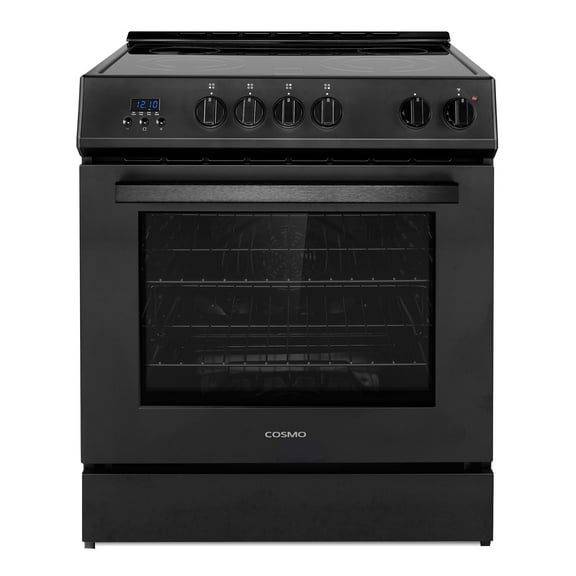 Cosmo 30 in. Stellar Collection 5.0 cu. ft. Electric Range, 4 Burners, Convection Oven in Matte Black