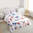 thumbnail image 3 of Homewish Kids Teenagers Girls Cartoon Bow Knot 3 Pieces Queen Comforter Set,USA Flag Firework Ultra Soft Bedding Sets,Independence Day Bedding Comforter Set Breathable,Microfiber Bedroom Decor, 3 of 8