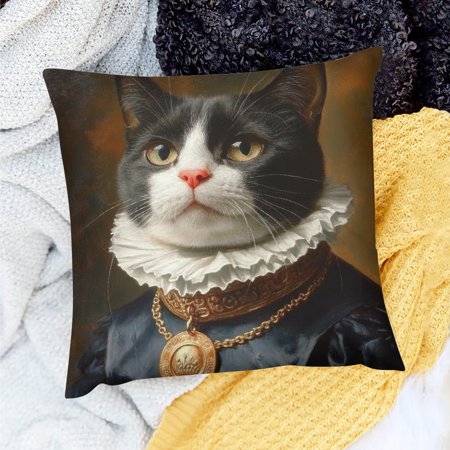 ZFLMY Cat Collar Medal Farmhouse Decor Linen Pillow Covers for Home Sofa Couch - Set of 1 Outdoor Use 18x18in