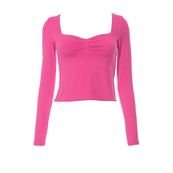 DailyTrove Women's Multi-Color Square Neck Cropped Fitted Top - Chic Everyday StylingHot PinkS
