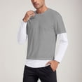 thumbnail image 2 of Fauean Tshirts Shirts for Men Crew Neck Casual Lightweight Long Sleeves Color Block Tops Grey Size S, 2 of 4
