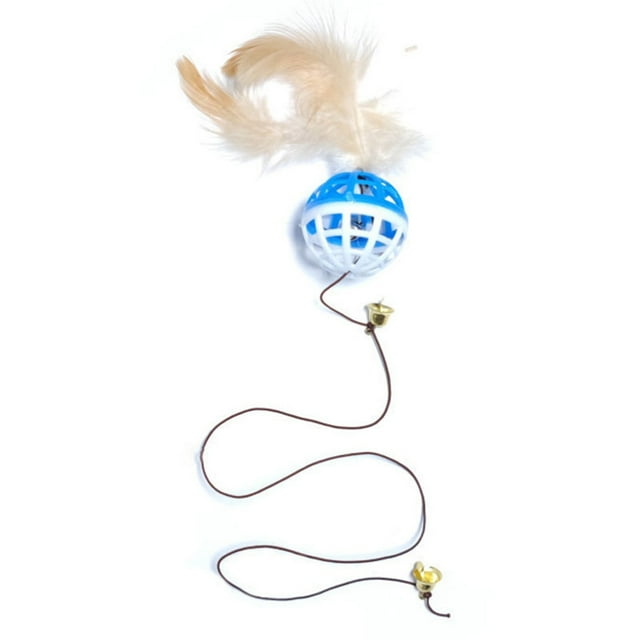 Cat Bell Ball Hanging: Fake Feather Kitten Teaser Toy Cat Chasing Toy for Indoor