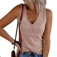 thumbnail image 2 of Blouses pour Femmes Débardeur Col en V Sans Manches Boutonné Décontracté, 2 of 6