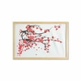 thumbnail image 1 of Floral Wall Art with Frame, Japanese Cherry Blossom Sakura Blooms Branch Spring Inspirations Print, Printed Fabric Poster for Bathroom Living Room, 35" x 23", Vermilion Brown White, by Ambesonne, 1 of 2