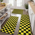 thumbnail image 2 of Yellow and Black Checkered Pattern Kitchen Rugs Sets Of 3,Kitchen Runner Rugs Non Skid Washable,Decorative Kitchen Floor Mats for Kitchen,Sink,Laundry,17"x30"+ 17"x47" + 17"x59", 2 of 6