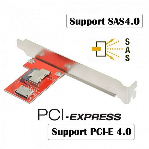 JSER PCI-Express 4.0 Mini SAS SFF-8087 to Oculink SFF-8611 SFF-8612 PCBA Female Adapter With Bracket