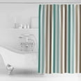 thumbnail image 4 of 54x78 Inch Shower Curtain Decorative Brown Stripe Bathtub Bath Curtains Fabric Waterproof Bathroom Decor Ombre Geometric Teal Green Vertical Striped Small Stall Shower Curtain Set with 12 Hooks, 4 of 6