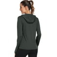 thumbnail image 3 of Cadmus Women's Workout Long Sleeve shirts Sun Protection Dry Fit Athletic Running Tops Hooded with Thumb Hole,Grey,X-Large, 3 of 5