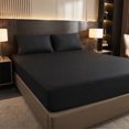 thumbnail image 2 of REGALWOVEN Fitted Sheet, Polyester Stripes Bed Sheets, Breathable and Comfortable Bedding for All Seasons Black 1 PC 53.9x74.8 inch, 2 of 5