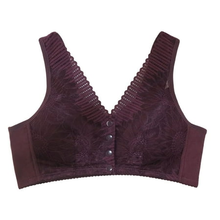 

TOWED22 Womens Wireless Bras Women s Non-Wired Soft Pads Lace Full Coverage Bra Tops Molded Cup Purple